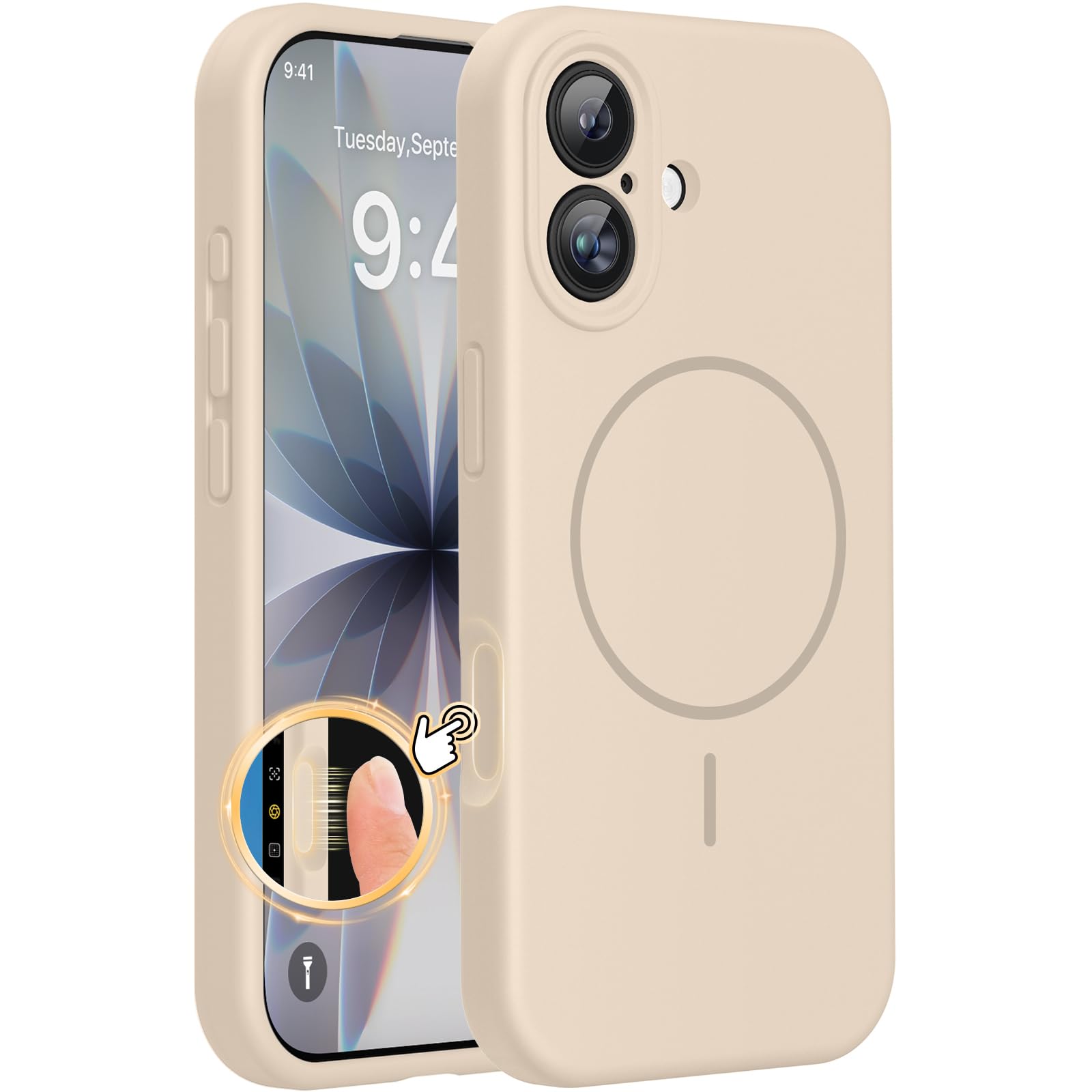 Miracase Silicone &amp; Magnetic for iPhone 17 Case, Sand