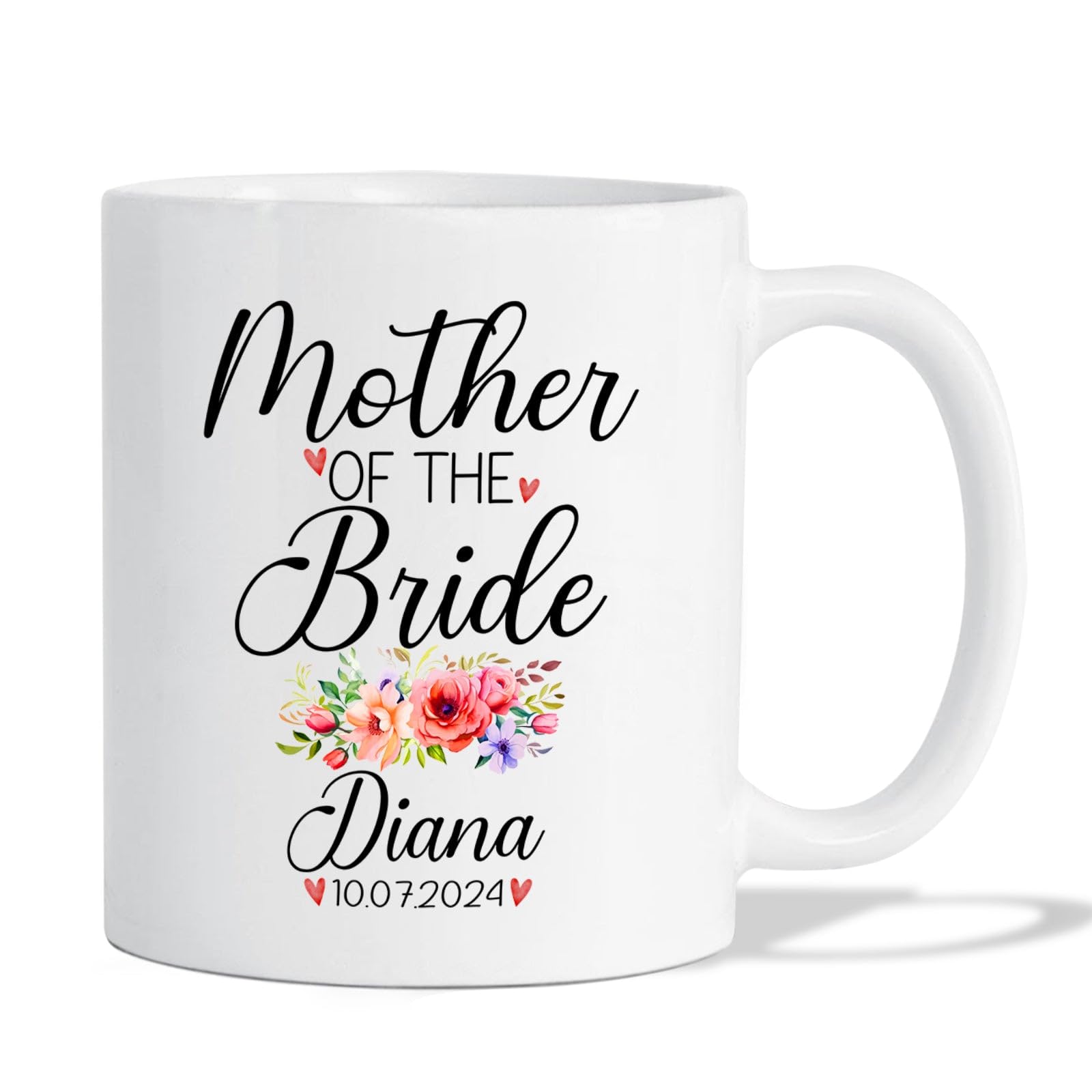 Customized Mother Of The Bride Coffee Mugs, Mother Of The Bride Porcelain Cup Gift For Wedding Engaged, Personalized Best Mother Of The Bride Tea Cups, Mother In Law Mug, White Mugs 11oz & 15oz