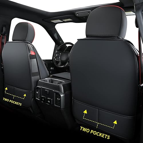 Miniatura 2 de LUCKYMAN CLUB Fundas de asiento de piel sintética F150, aptas para 2015-2024 F150 SuperCrew y 2017-2024 F250 F350 F450 Super Duty Crew Cab (juego