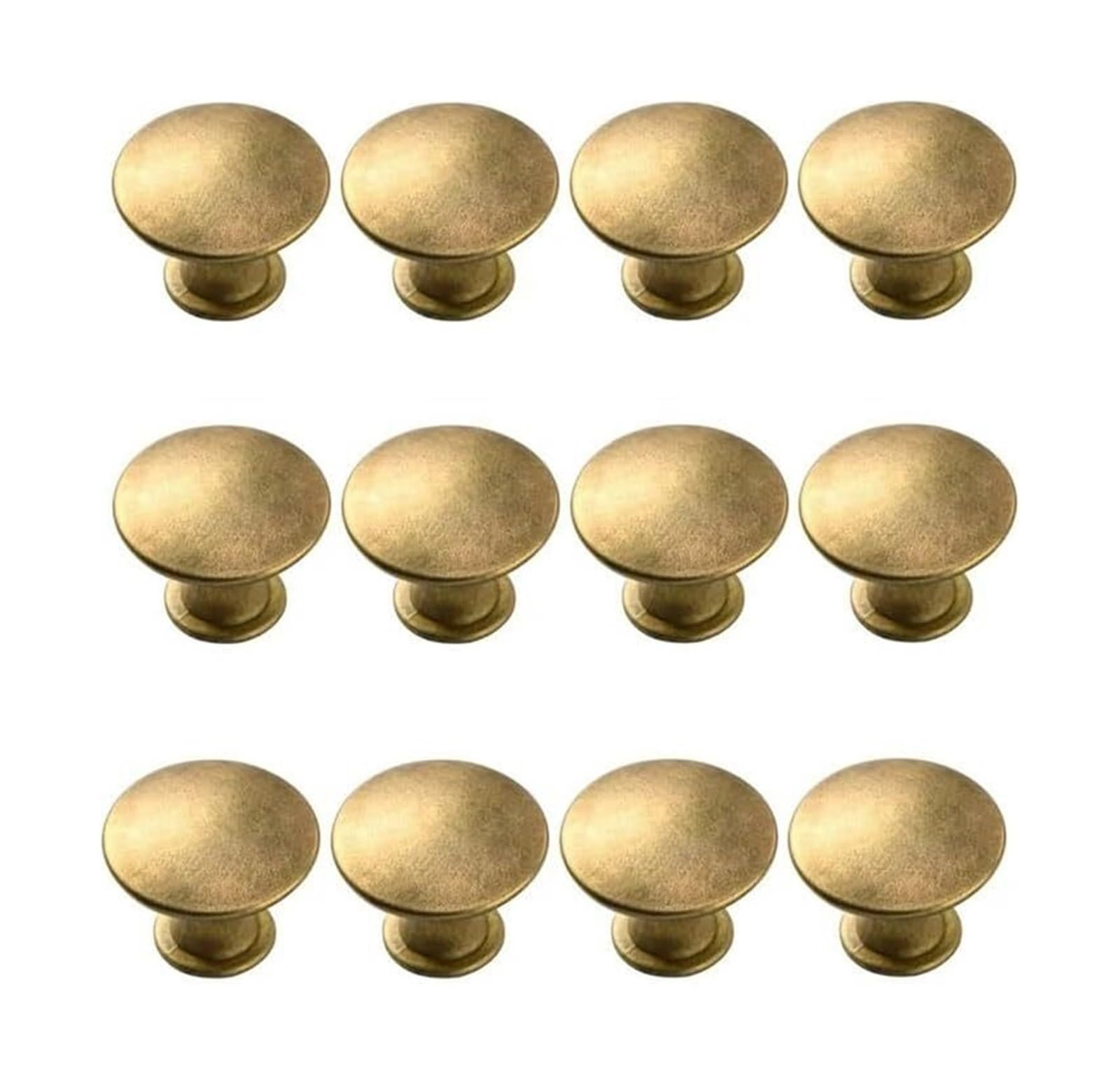Opeximatun Yellow Bronze Drawer Knobs, 12Pc Single Hole Small Round Cabinet Door Handle Hollow(Yellow Bronze)