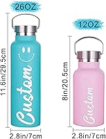 Vista 4 de Botellas de agua personalizadas de 12 onzas, botella de agua de acero inoxidable personalizada con tapa con pajilla, botellas de doble pared