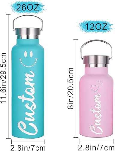 Miniatura 4 de Botellas de agua personalizadas de 26 onzas, botella de agua de acero inoxidable personalizada con tapa con pajilla, botellas de doble pared