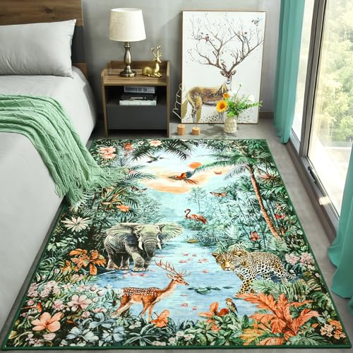 Tapete Amearea Jungle 5x7 Verde Lavable miniatura 4