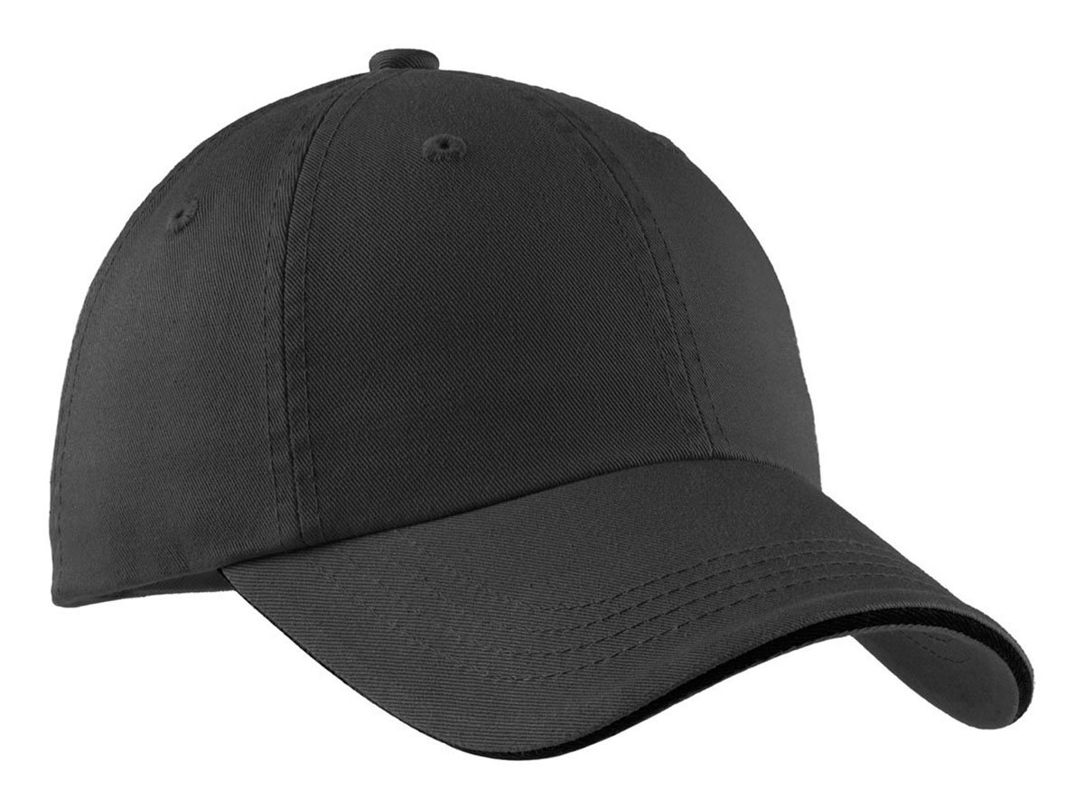 Port AuthoritySignature - Sandwich Bill Cap with Striped Closure. C830 - Charcoal / Black