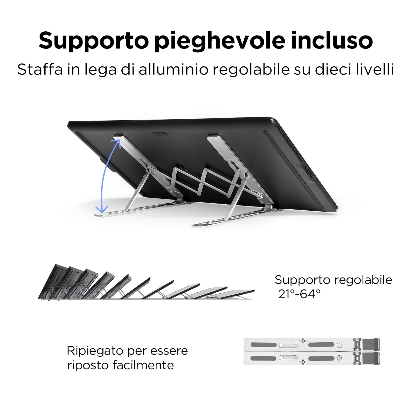 Tavoletta Grafica ugee con Display, UE16 FHD IPS da 15,4 Pollici con Schermo sRGB al 143%, Stilo Senza Batteria da 16K Passi, 8 Tasti di Scelta Rapida Fisici e una Rotella Rotonda
