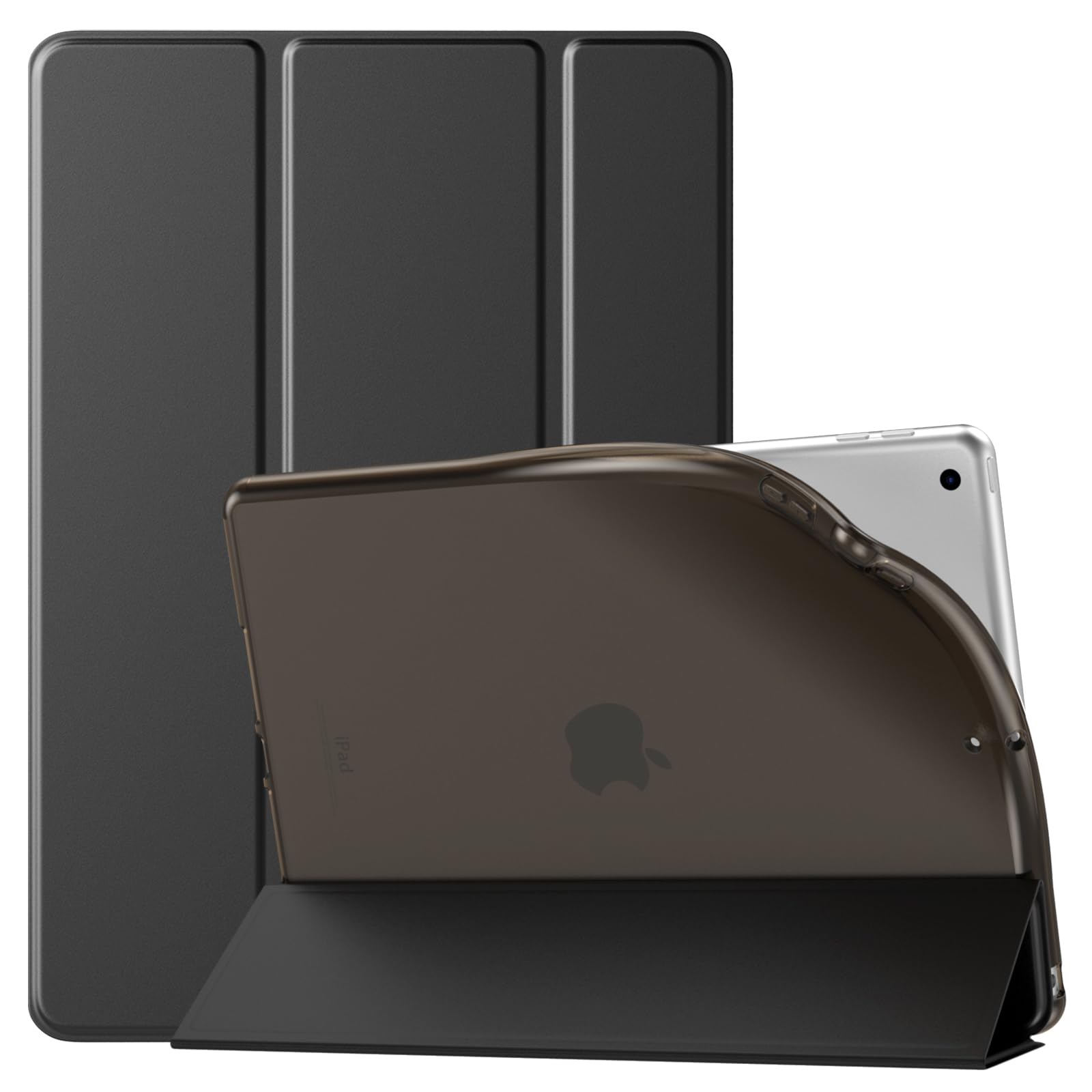 TiMOVO Case for iPad 9th Generation 2021/iPad 8th Generation 2020/iPad 7th Generation 2019, iPad 10.2 Case with Soft TPU Translucent Frosted Back Cover, Slim Stand Protective Case, Black