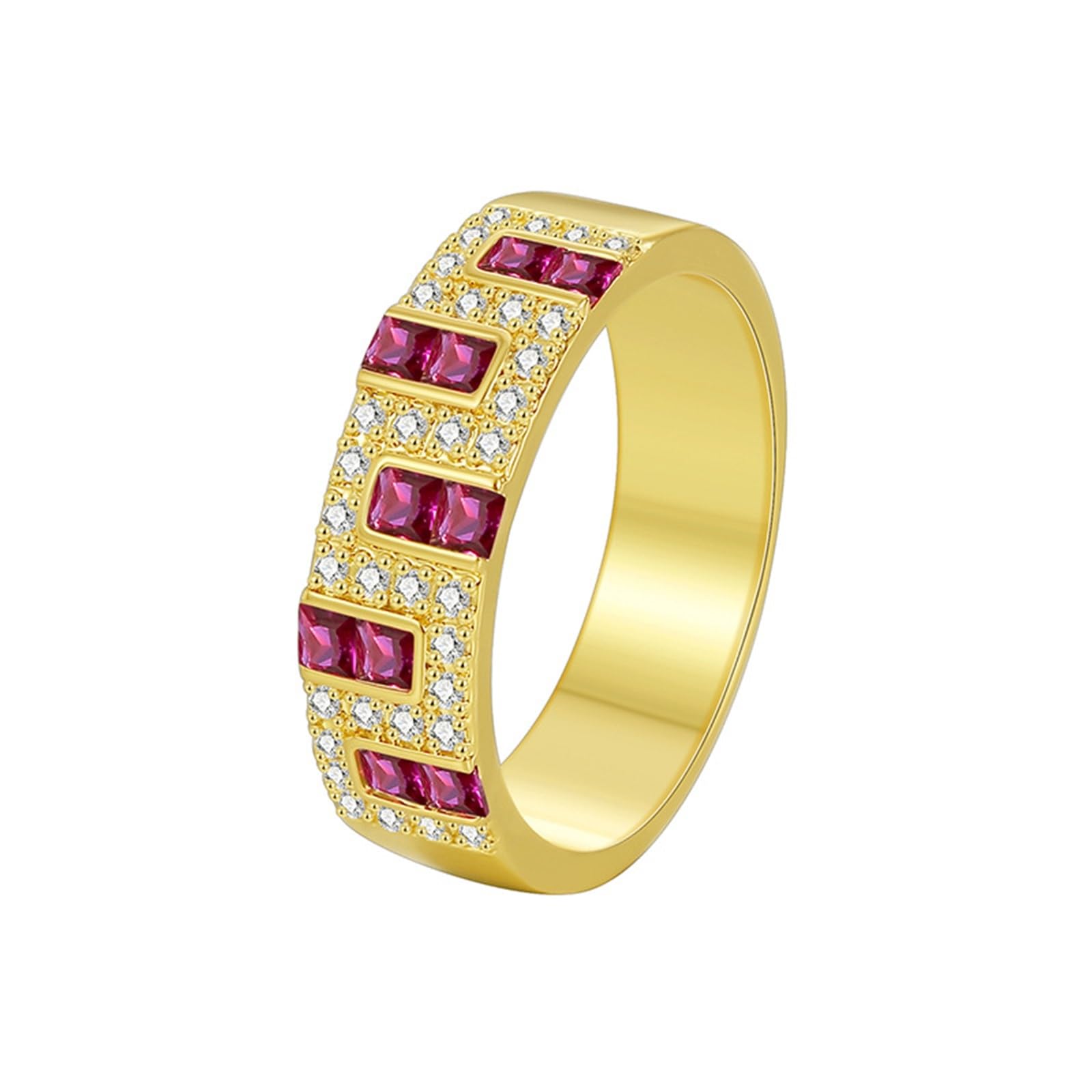 Złote obrączki ślubne dla kobiet, pierścionek zaręczynowy, damski, złoty, 9K/14K/18K, żółte złoto, elegancki, z rubinem hodowlanym laboratoryjnie