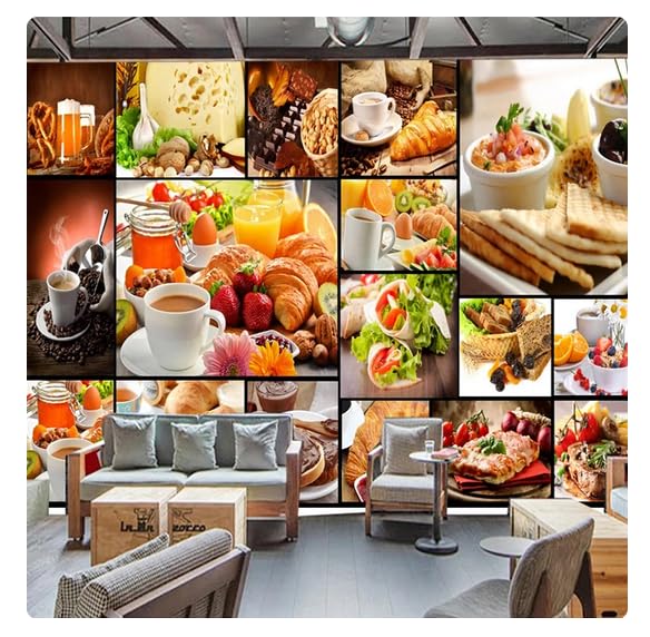 Papel pintado mural personalizado horneado de pan europeo, té con leche, tienda de postres, fondo de cafetería, cartel de decoración, papel pintado fotográfico, pared 3D*300cmx210cm(118.1x82.7inch)