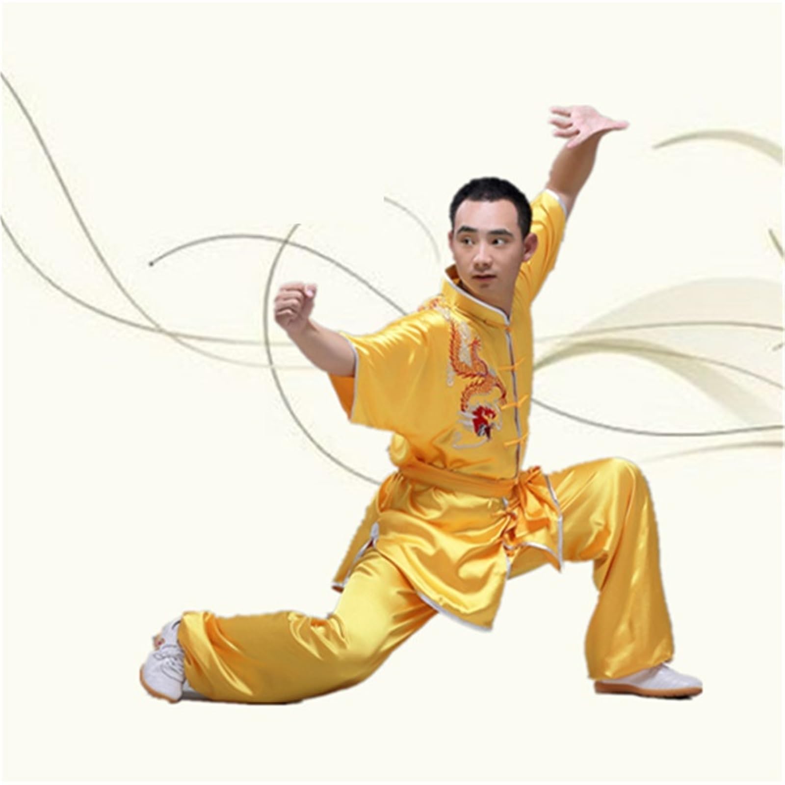 Wushu-Uniform, Kungfu-Kostüm, Kampfsport-Anzug, Kleidung, Drachenstickerei, for Männer, Frauen, Jungen, Mädchen, 125–185 cm Unisex Kung Fu Uniform(Red,155-165cm)