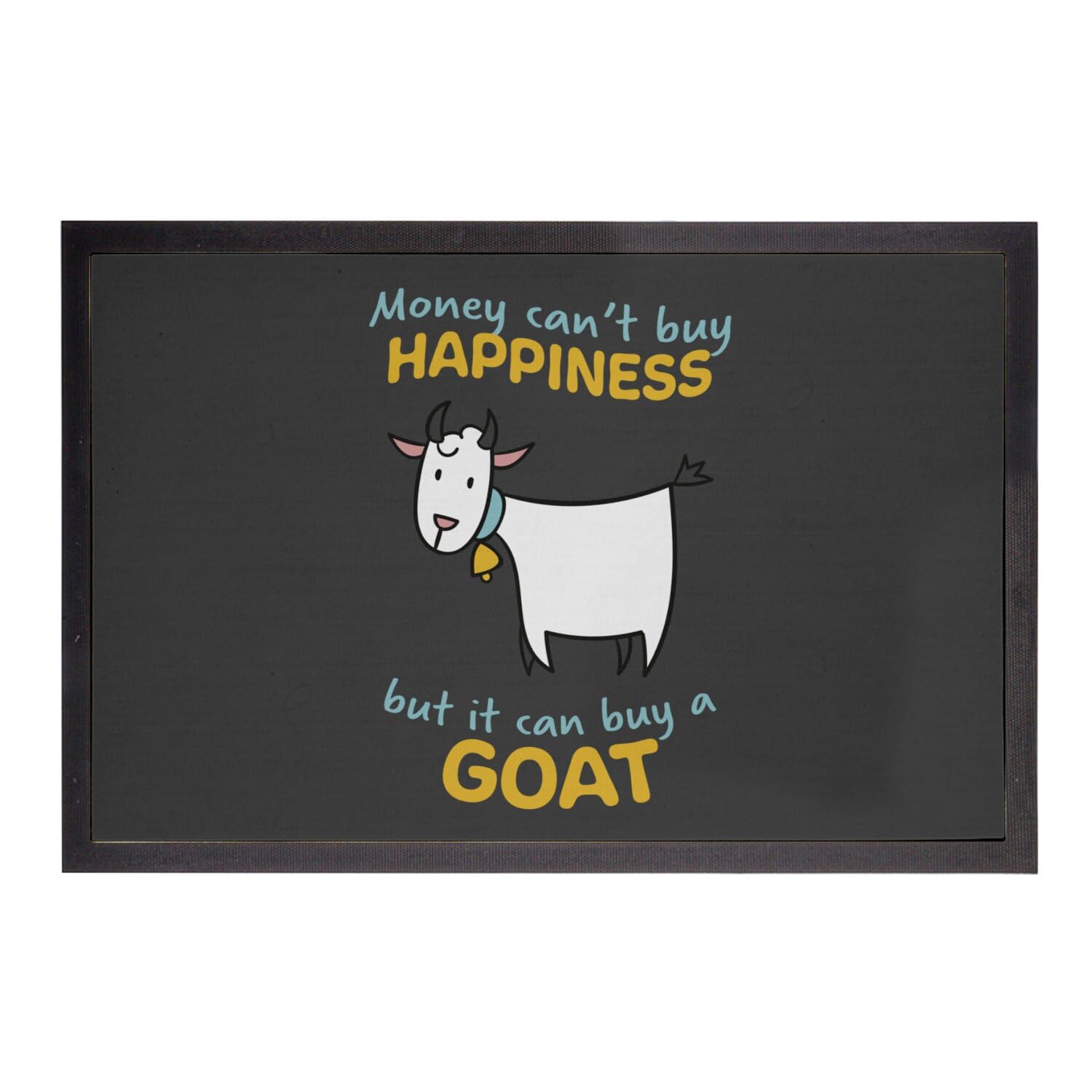 Tapis de sol humour Money Can't Buy Happiness pour entrée de maison et terrasse