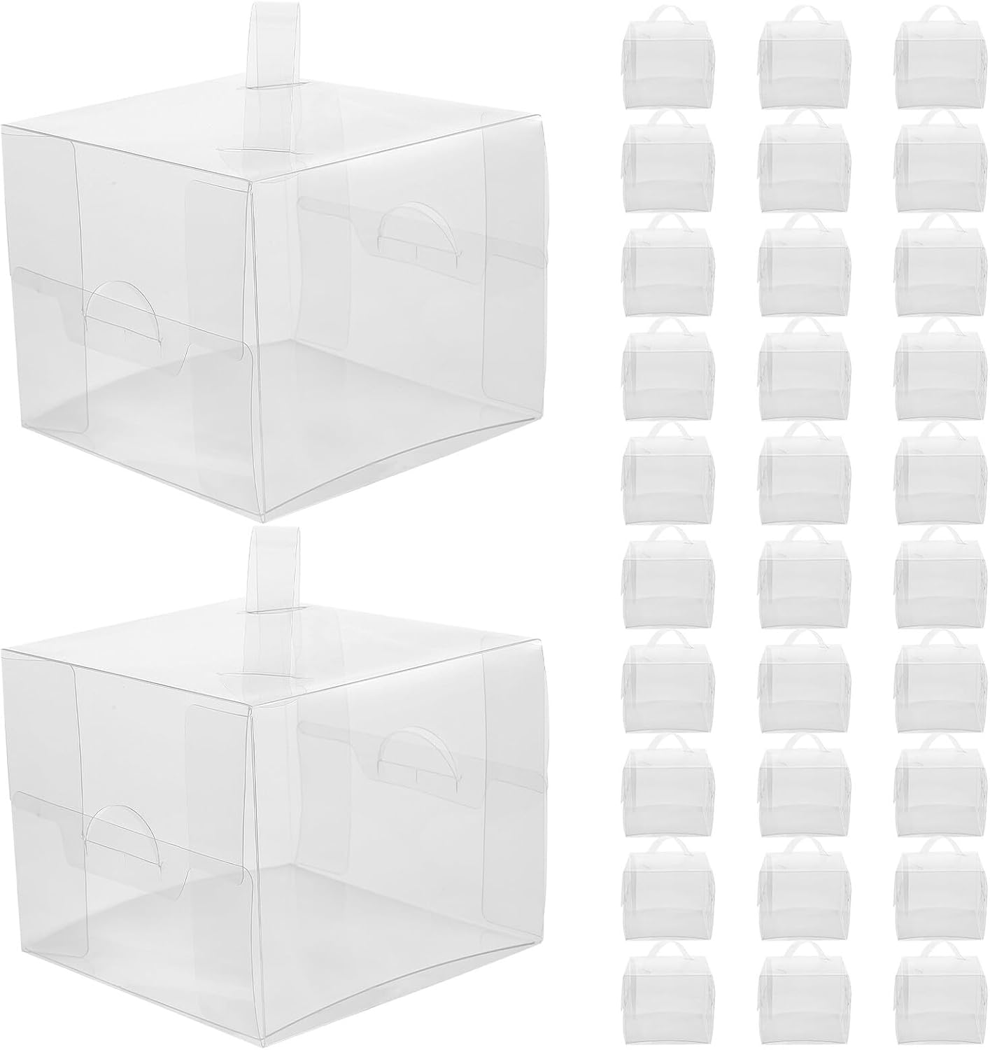 10pcs 4-inch Portable Cake Boxes with Handles Pet Small Cake Carriers for Bakery Packaging and Mousse Desserts Handheld Decorative Packaging Containers for Takeout