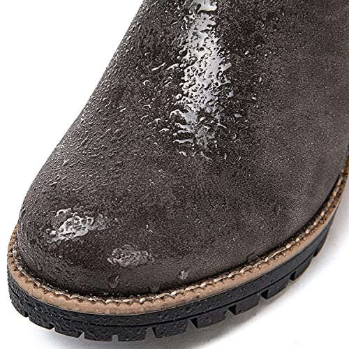 Image of GLOBALWIN Women's Ankle Boots For Women Faux Fur Lined Winter Moto Boots Ankle Booties With Adjustable Double Buckles