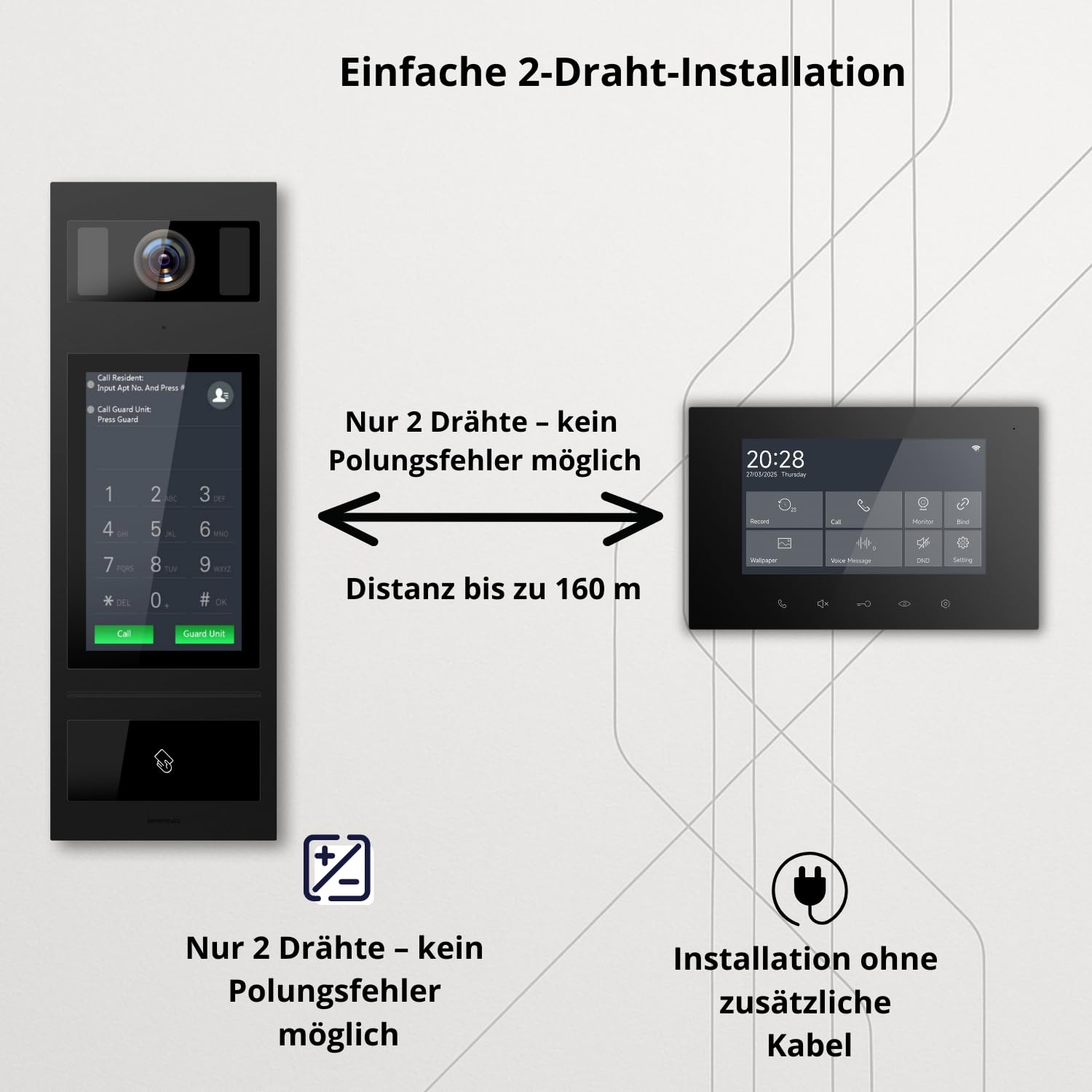 SCHUTZER Video-Türsprechanlage 9 Familienhaus, 2-Draht Bus Türsprechanlage mit Kamera, 9x7 Zoll WiFi Innenmonitor Schwarz, Videotürklingel mit Monitor, Sprechanlage mit Türöffner, RFID