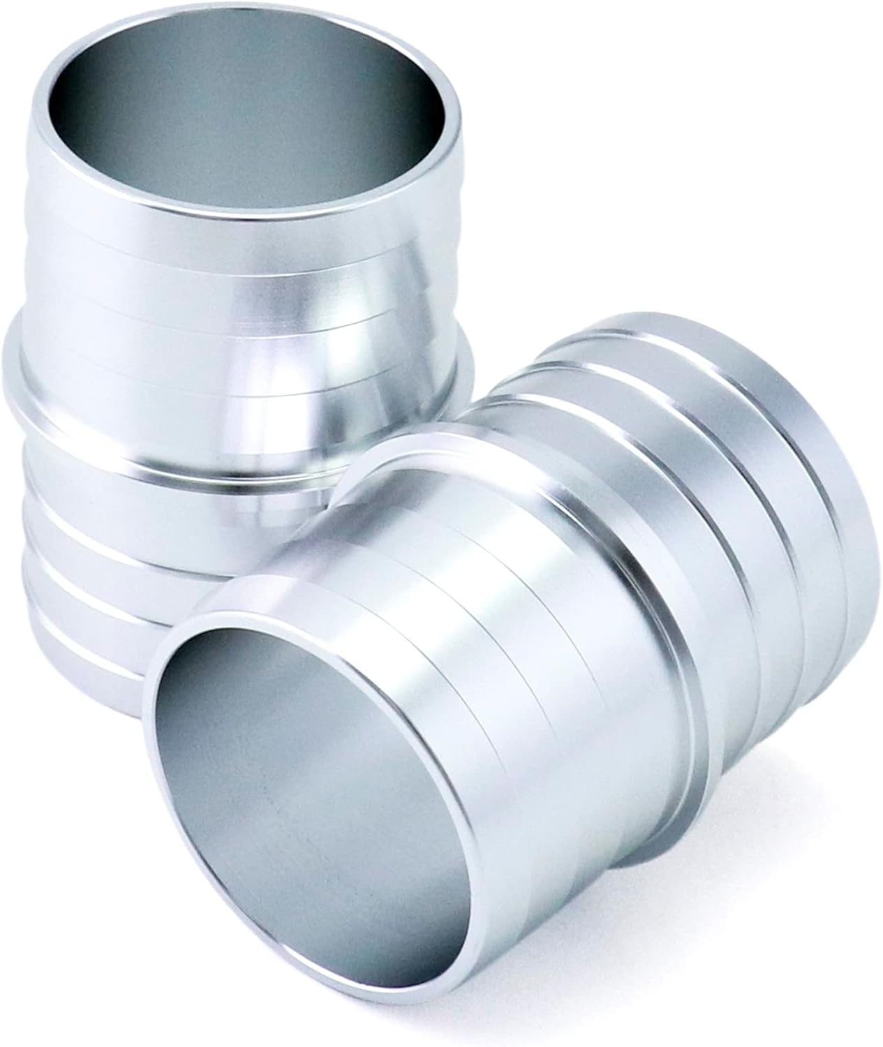 QWORK Hose Barb Fittings, 2 Pack 1-1/2" to 1-1/2" Inch Aluminum Alloy Hose Barbed Splicer Mender Union Coupler Fitting Coolant Intercooler Heat Exchanger Fluid/Oil/Fuel