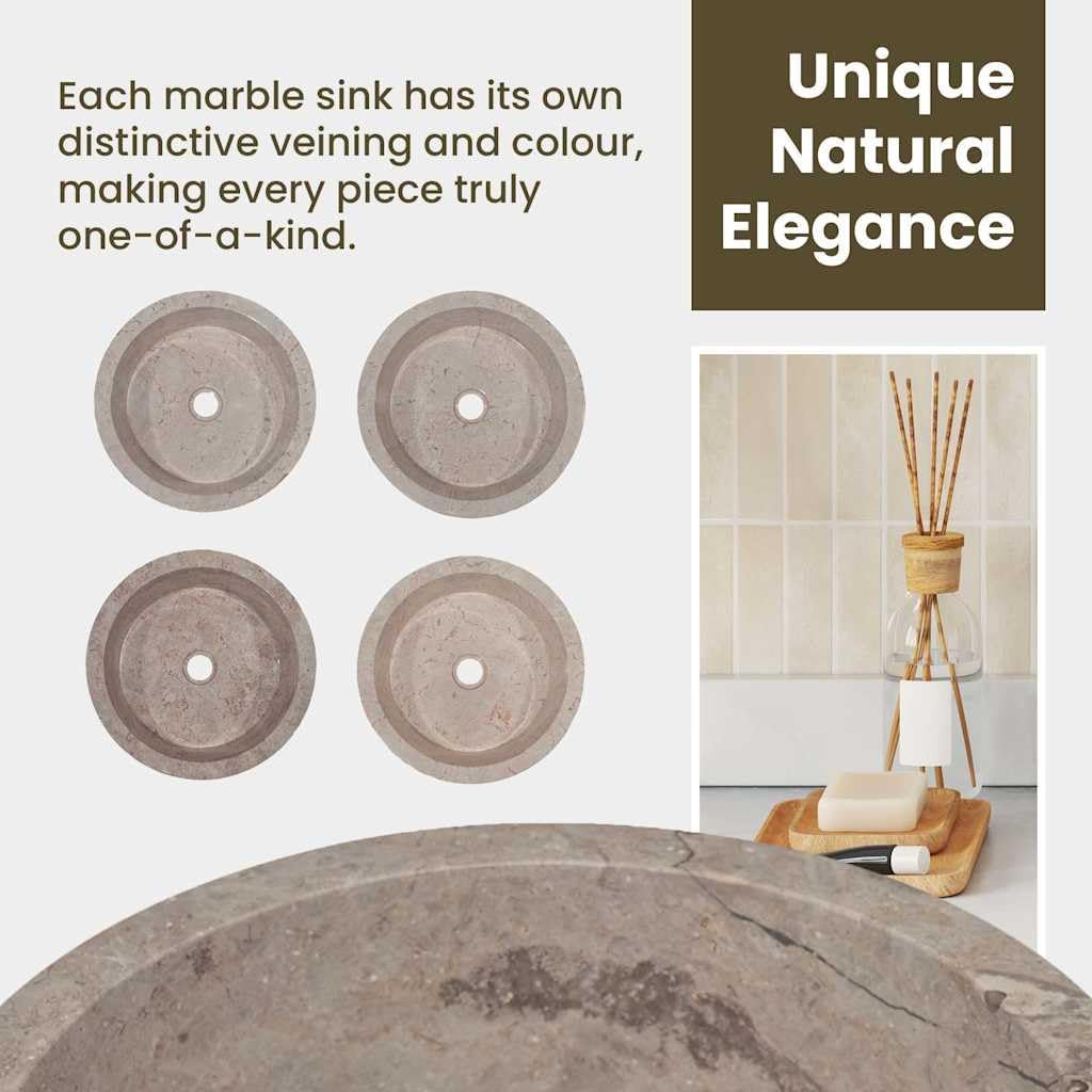 vidaXL Lavabo Lavamanos Inodoro Aseo Cuarto de Baño Cuenca Fregadero Hogar Casa Muebles Mobiliario Decoración Elegante Gris Mármol Ø40x15 cm