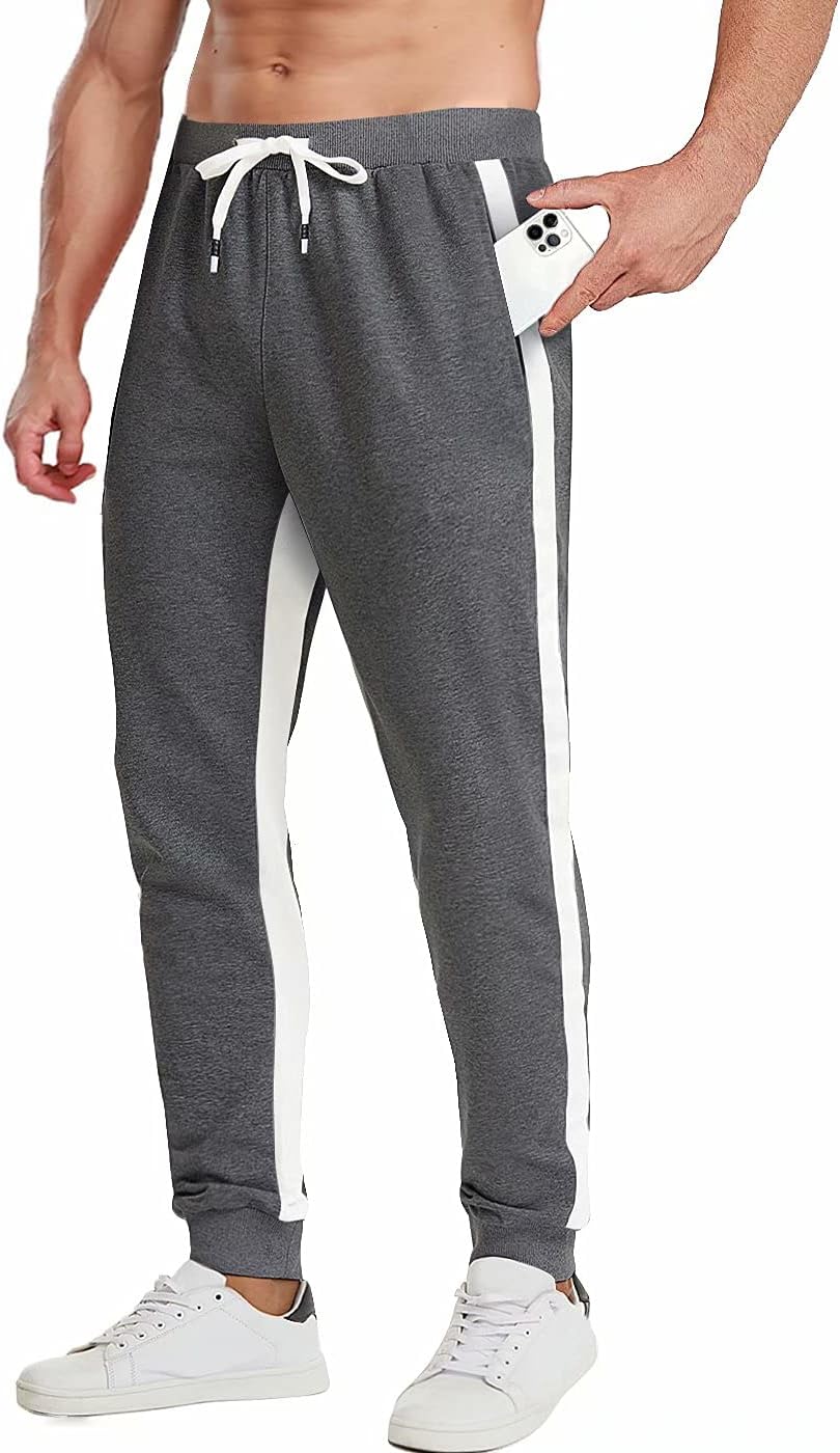 MAGCOMSEN Workout Pants for Men with Pockets Running Pants Sports Pants Drawstring Sweatpants Workout Pants Athletic Pants Jogger Pants for Men Dark Grey