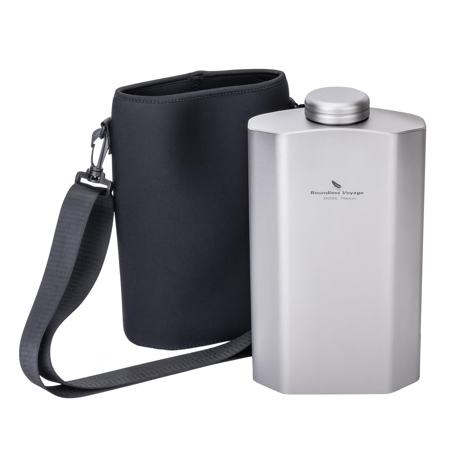 Boundless Voyage 2500ML Titan Wasserflasche Metall Trinkflasche | Große Kapazität Sport Wasserflasche mit schwarzer Tragetasche für Radfahren, Camping, Laufen
