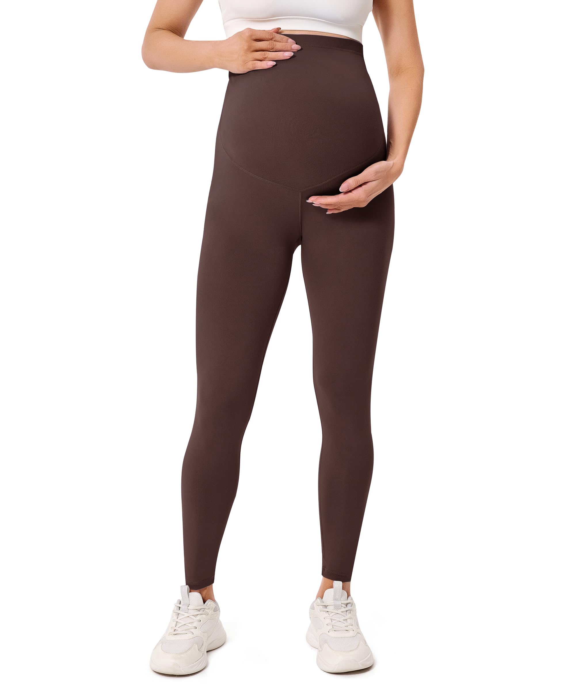 BAYDI Creamlush Damen Schwangerschaftsleggings mit Verstellbarer Bauchstütze Weiche High Waist Umstandsleggings Blickdichte Umstandshose Bequem für Yoga Freizeit Schlafanzug