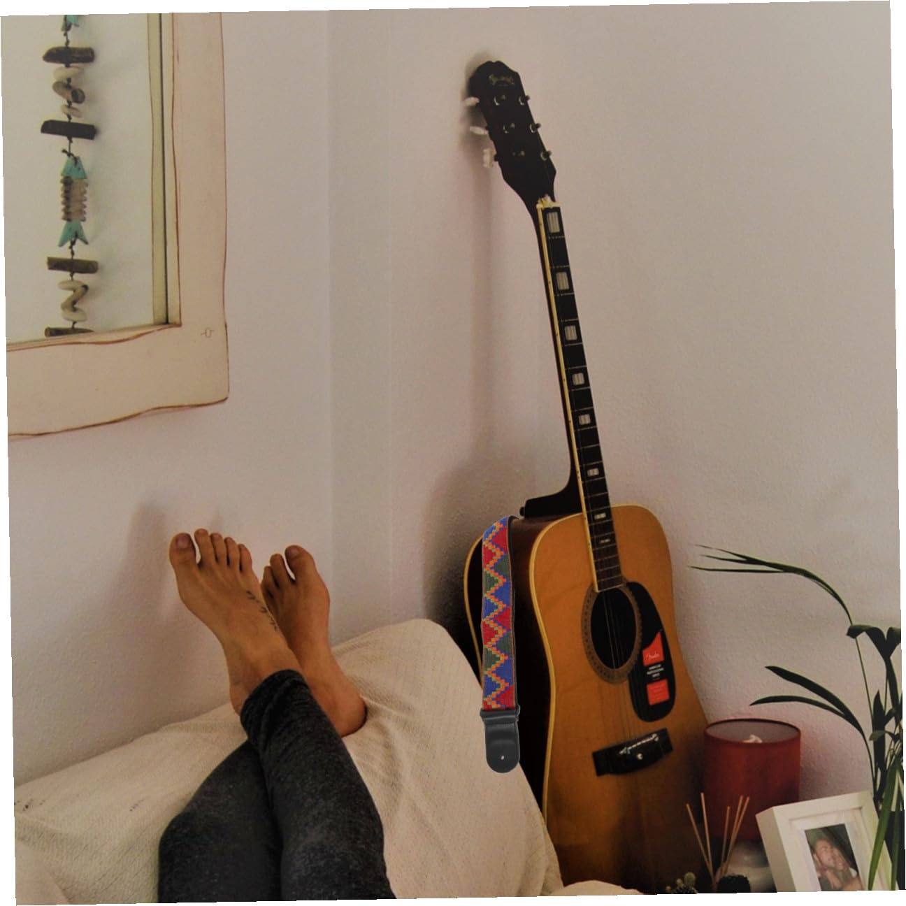 VICASKY 3 correas de guitarra bohemias hechas de material duradero, ajustable y duradero para guitarra y ukelele, diseño de impresión de moda para músicos con estilo