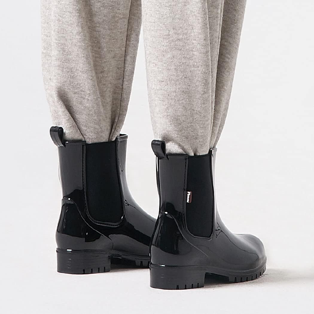 planone Short Rain Boots Women Fashion Waterproof Chelsea Boots for Women Light Outdoor Garden Shoes Ankle Muck Boots for Ladies Non Slip Work Shoes Rubber Boots with Premium Comfort Insole - Image 5