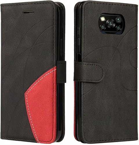 Miniatura 3 de Empalme Xiaomi Poco X3 Pro Wallet Case Negro, correa de muñeca PU cuero cartera cierre magnético cubierta Flip stand funda protectora para Xiaomi