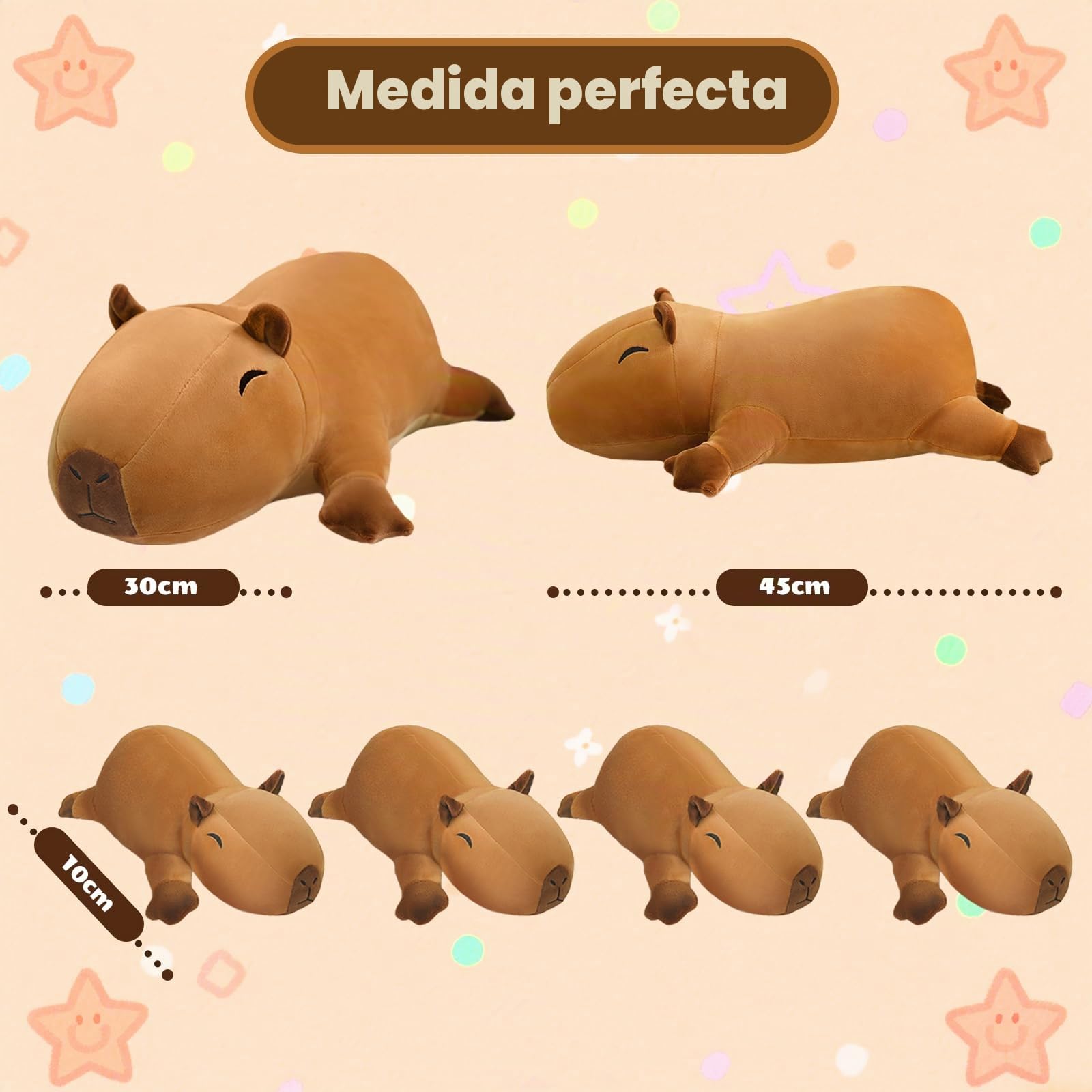 SQEQE Capybara de Peluche Animal de Peluche con 4 bebés, Lindos Animales de Peluche de Capybara Almohada de Peluche Suave Regalos de cumpleaños para niñas y niños