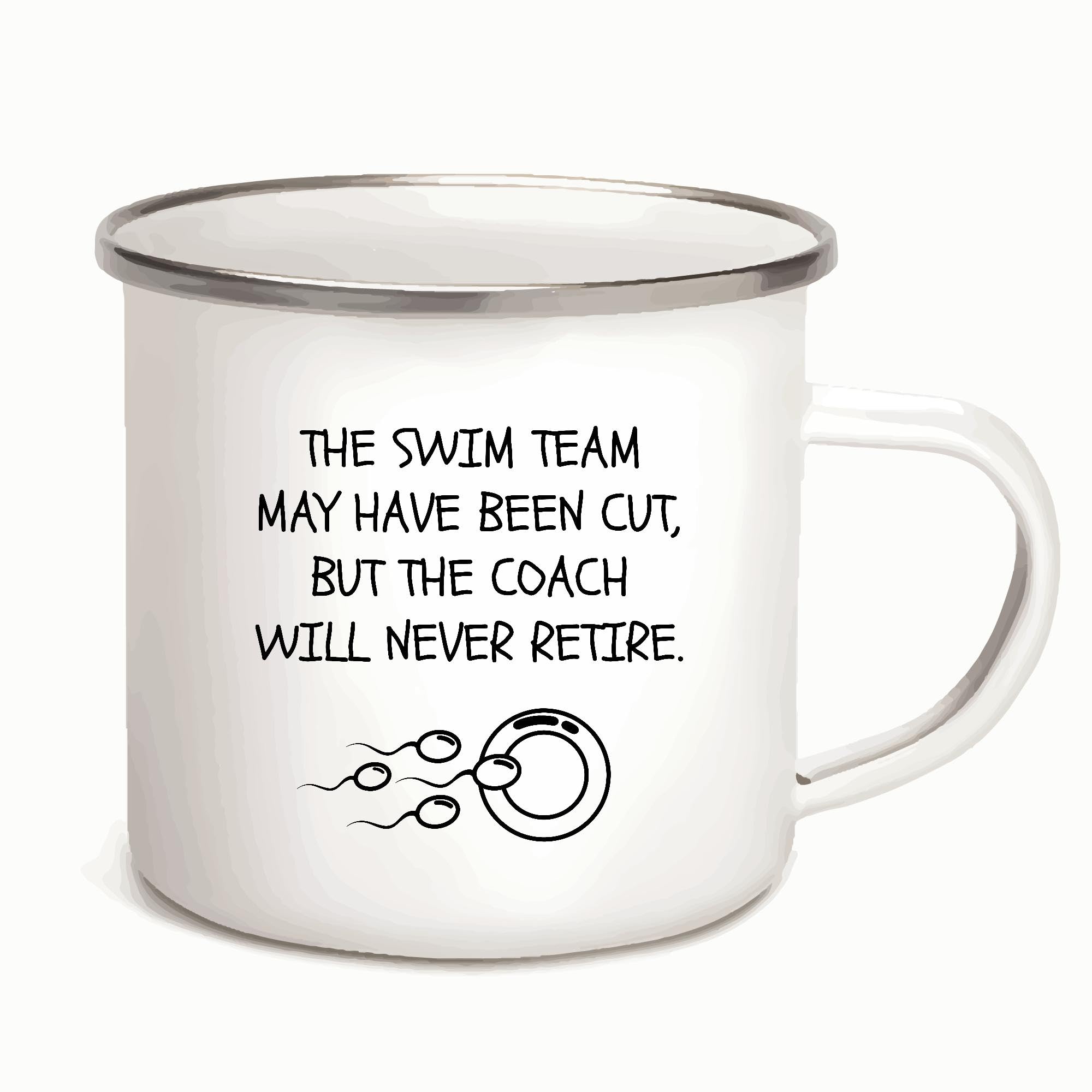 Dad Father Gift for Retirement Humor Funny Coach Cut Swim Team 12oz Enamel Silver Mug