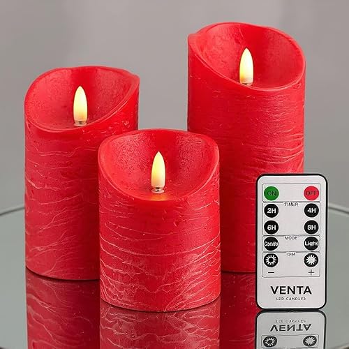 Miniatura 11 de VENTA Juego de 3 velas de pilar de marfil cálido | Velas de cera real operadas por baterías con llama parpadeante | Decoración atemporal para todo