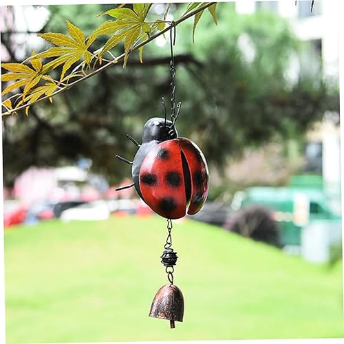 Miniatura 2 de Campana de viento Happyami con diseño de animales de hierro y mariquita de viento vintage Feng Shui Timbre de puerta para jardín interior al aire