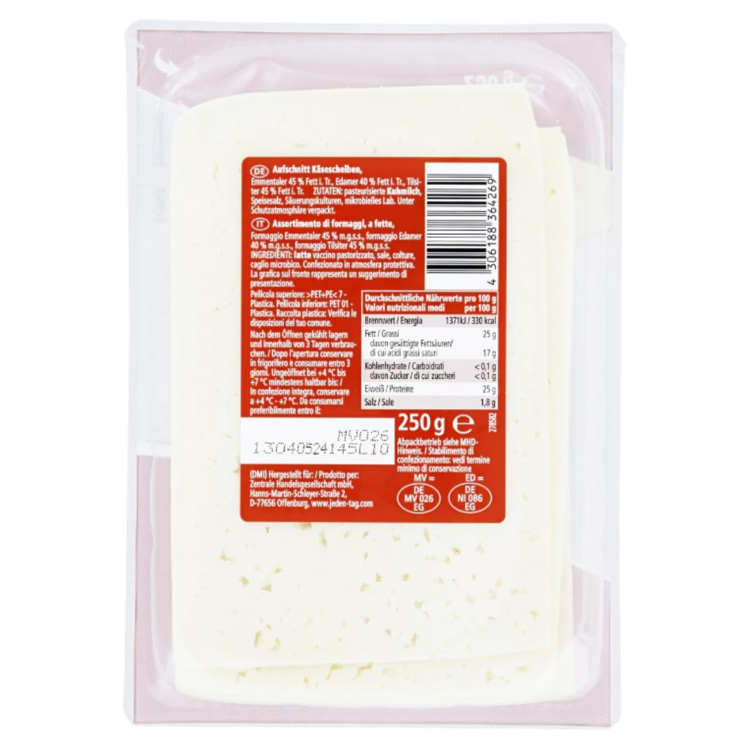 JEDDEN TAG Käse-Aufschnitt Käse 250 gramm, 4er