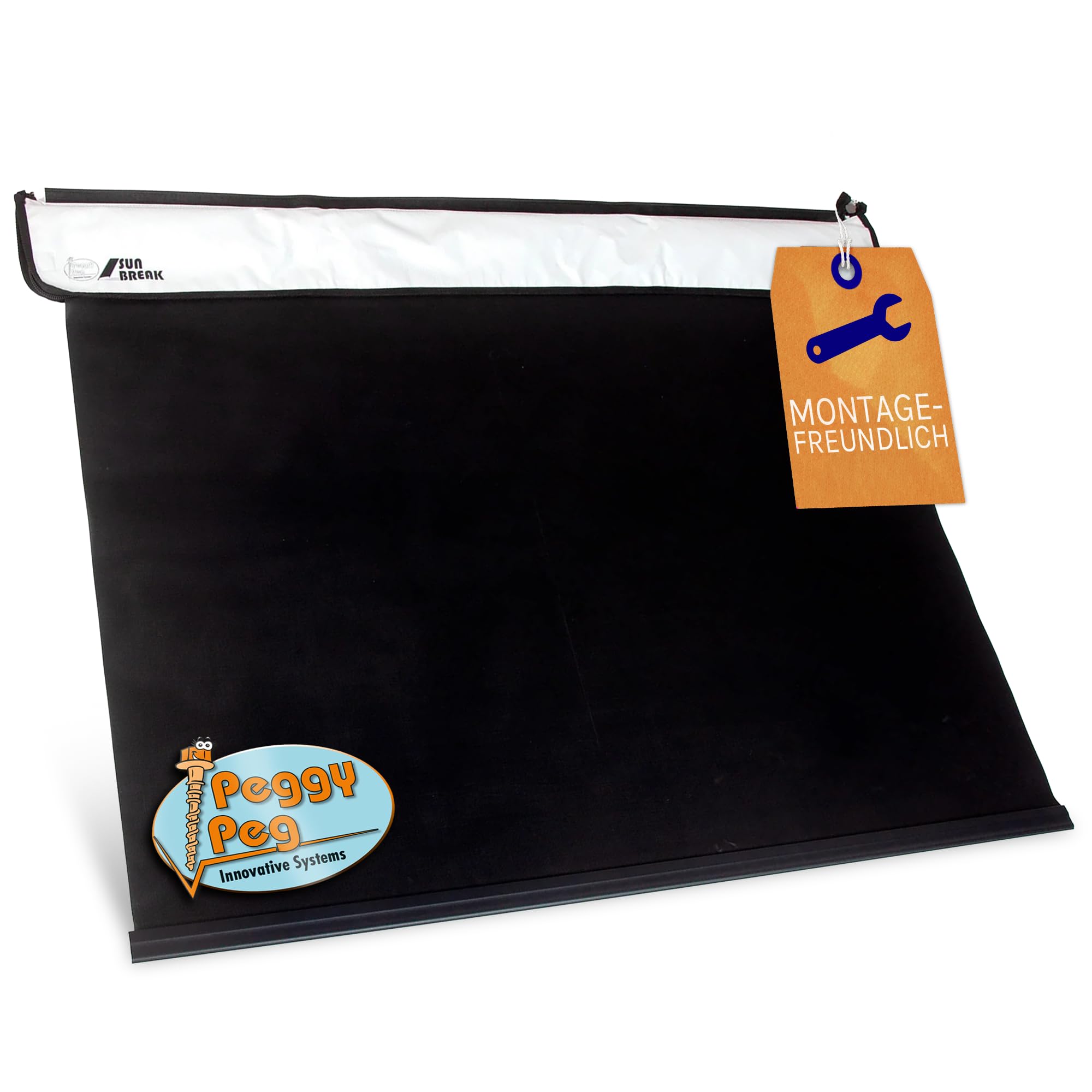 Peggy Peg SunBreak Sonnenblende, schwarz, 1,10 m, für Kederleiste | Luftdurchlässiger Sicht- & Sonnenschutz, modular erweiterbar, stufenlos verstellbar, inkl. Schutzhülle & Abspannset