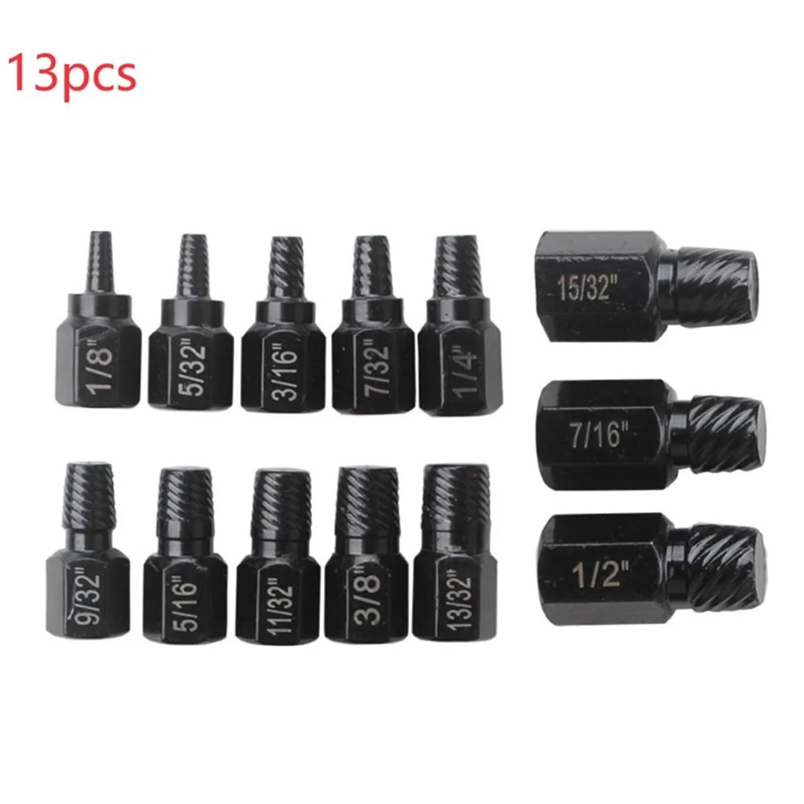 Kit d'extraction de vis 13 pièces en Acier allié pour vis endommagées, Jeu de forets métalliques faciles à Retirer, extracteur de vis Multi-cannelures