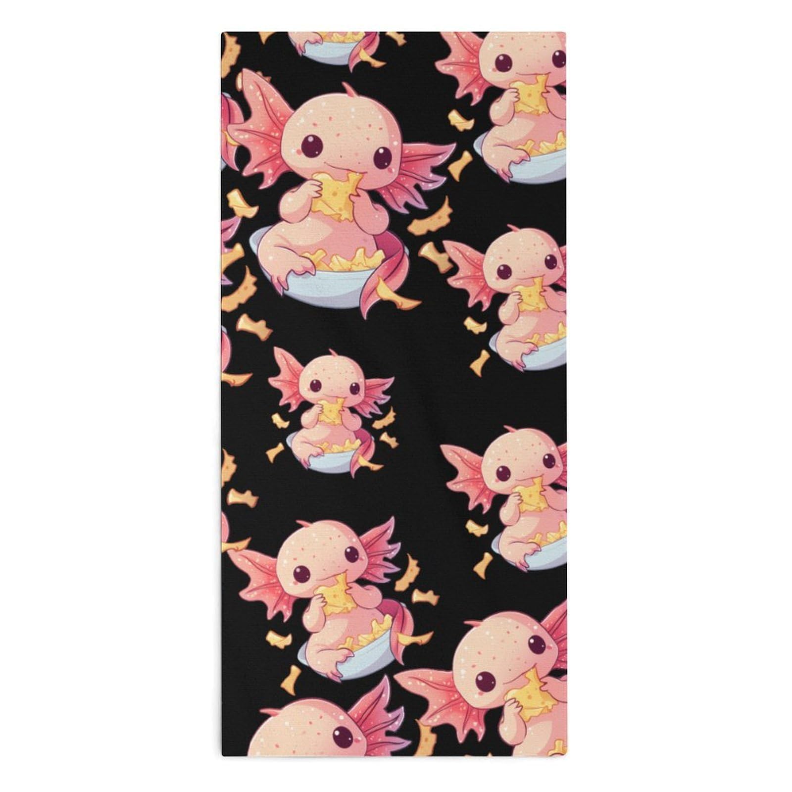 TXFBTRFSA Axolotl with Potato Chips Hand Towels for Adult Face Towel Bath Beach Swim Accessories