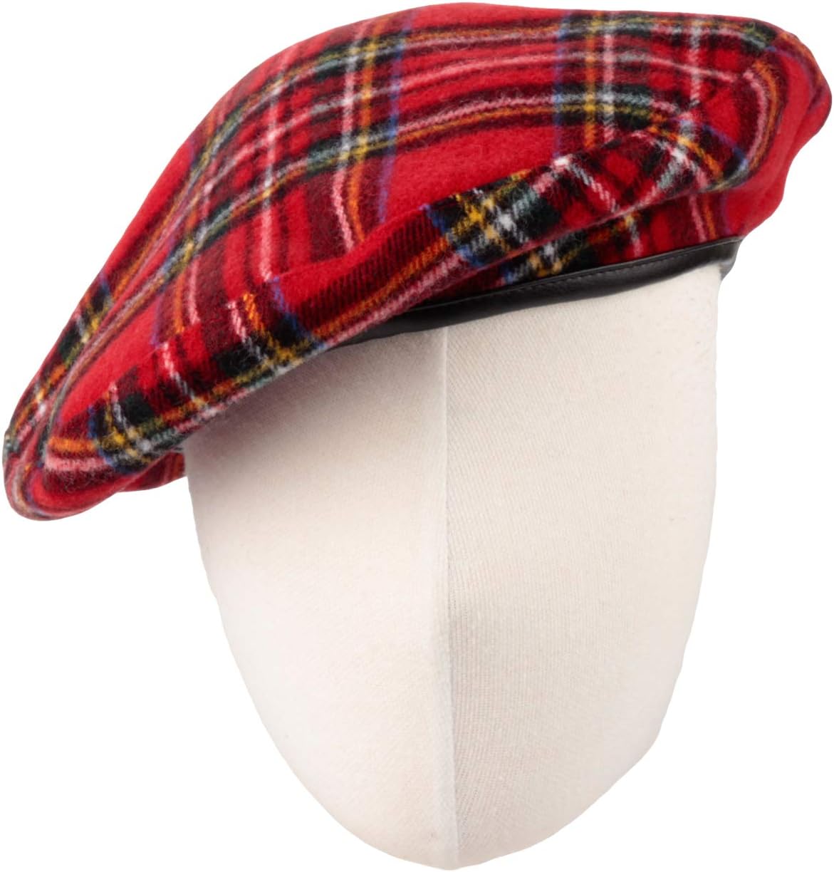 WITHMOONS Polyester Beret Hat Tartan Check Leather Sweatband KR3781 - Image 2