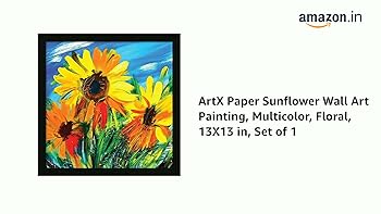 ArtX Paper Sunflower Wall Art Painting, Multicolor, Floral, 13X13