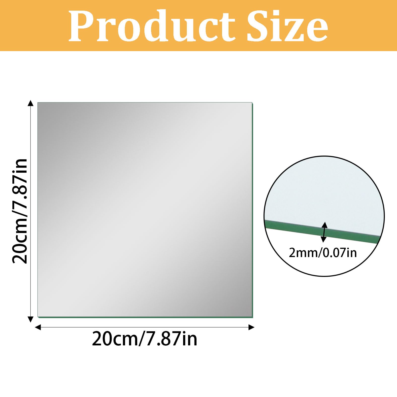 4 Stück Spiegelfliesen Glas 20x20 cm, Spiegelfliesen Selbstklebend Spiegel zum Kleben, HD DIY Klebespiegel für Wand Deko, Schrank, Badezimmer, Wohnzimmer, Schlafzimmer