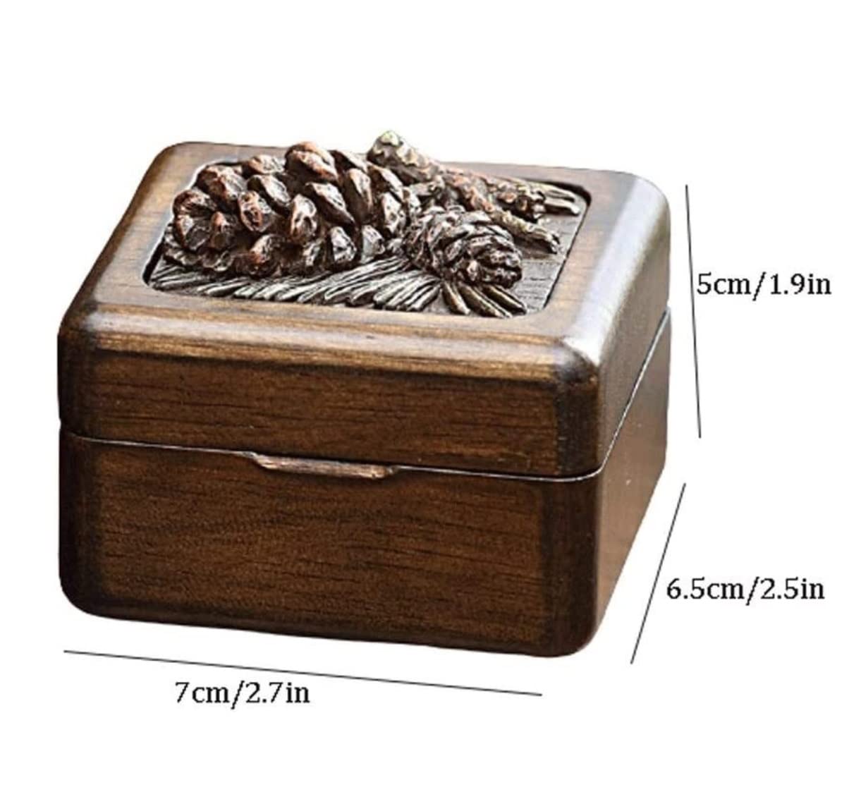 Caja De Musica Caja Musical Caja De Música Grabada De Madera Maciza, Caja De Música Portátil con Conos De Pino Tallados para Navidad, Vacaciones, Cumpleaños Caja Musical Navidad