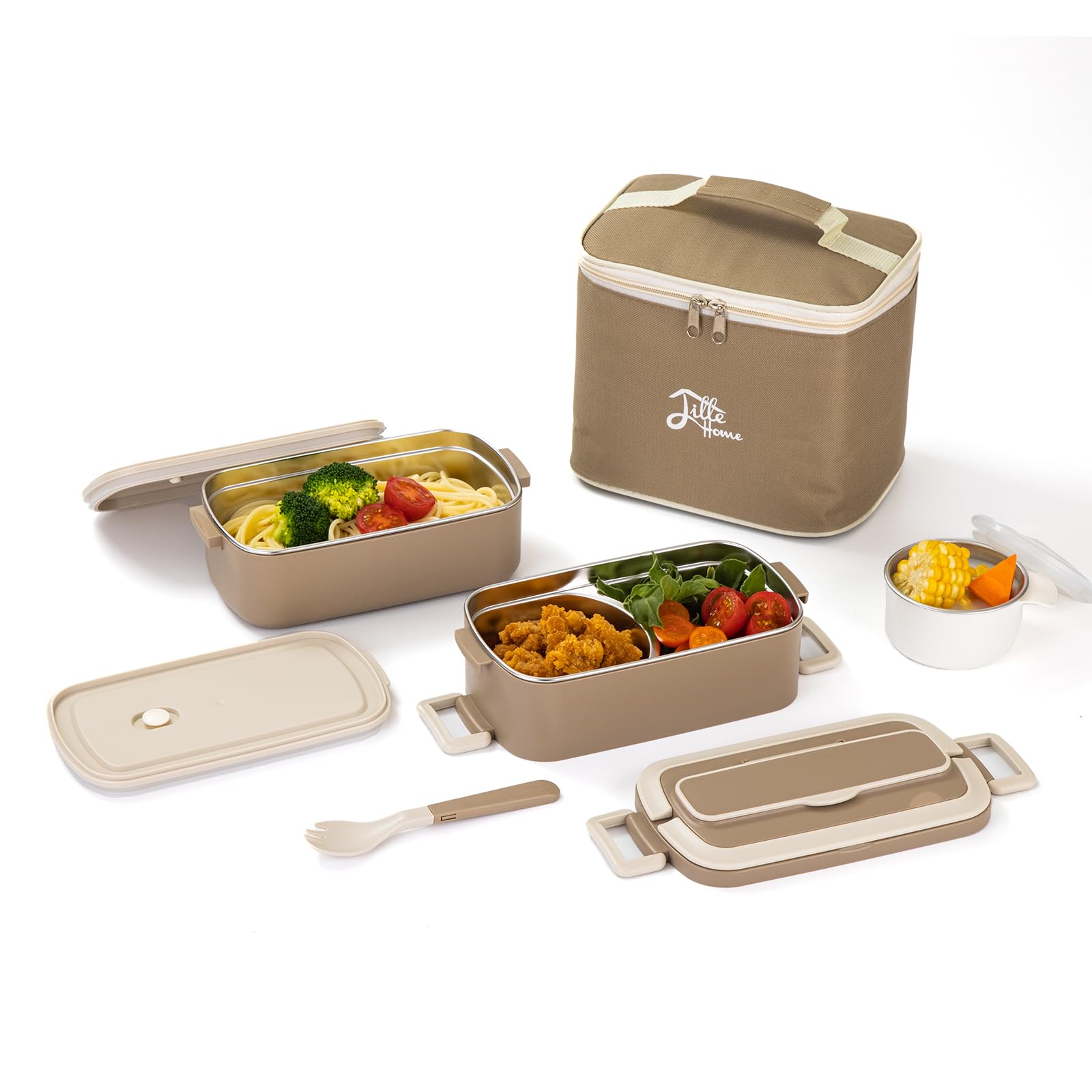 Confezione Da 4 Lunch Box Bento Da 1300 Ml Con 5 Scomparti E Posate - Contenitori Per Alimenti Impilabili, A Prova Di Perdite, Per Adulti E Bambini (Coperchi Trasparenti)