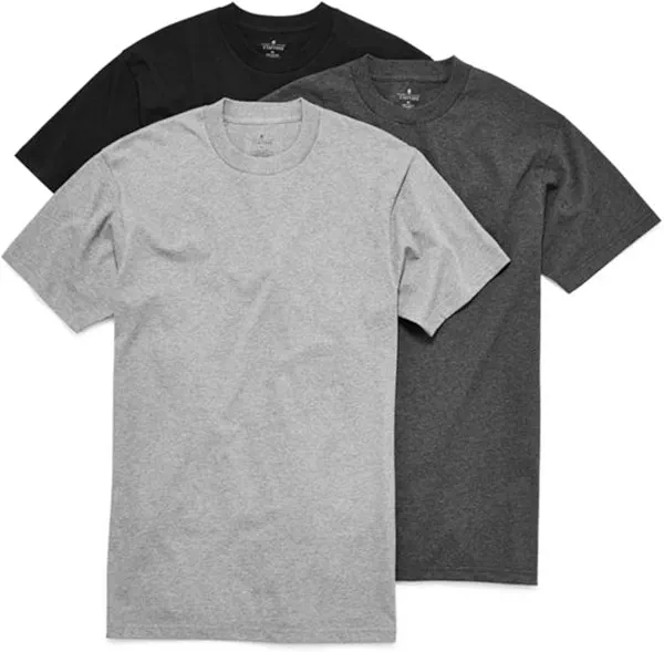 Stafford mens 3-Pack Heavy Weight 100% Cotton Crew-Neck T-Shirt, Black/Grey , X-Large
