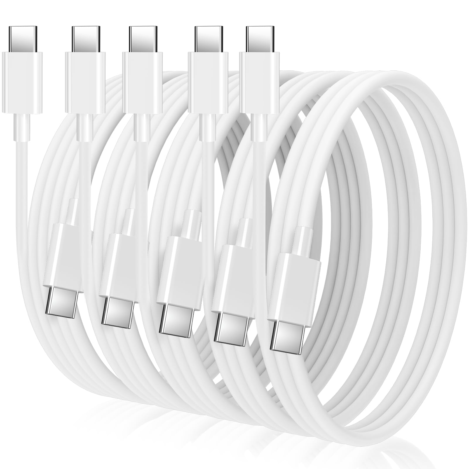 Cavo da USB C a USB C, confezione da 5 [3.3+3.3+6+6+3 FT], cavo di ricarica rapida per iPhone 15, Samsung Galaxy S24 S23, iPad Pro 2021, iPad Mini 6, MacBook Pro 2020, Switch