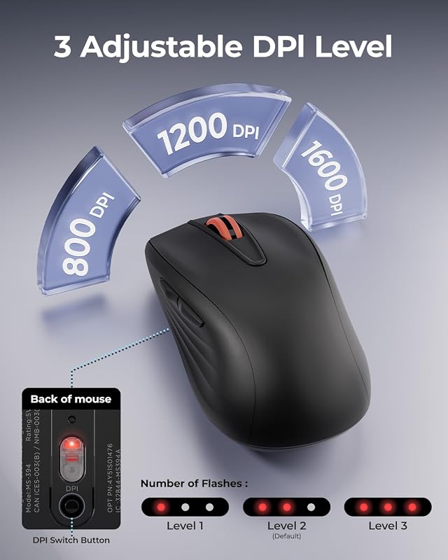 wegear Rechargeable Silent Wireless Mouse – Adjustable DPI settings