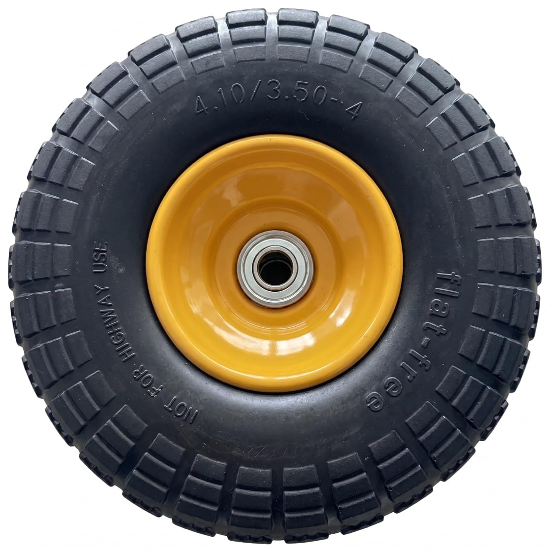 4.10/3.50-4 Flat Free Tire, Hand Truck Tires, Flat-Free Polyurethane Foam Hand Cart Wheels, Heavy Duty Garden Cart Wheels, Fits Garden Carts, Black