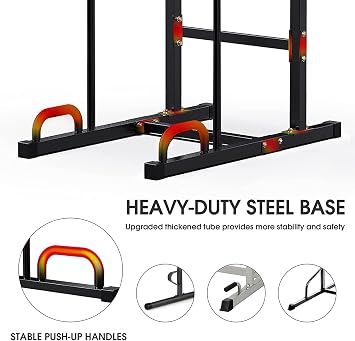 JX FITNESS Power Tower Adjustable Dip Station Pull up Bar Push Up Workout Abdominal Exercise Home Gym Tower Body Building
