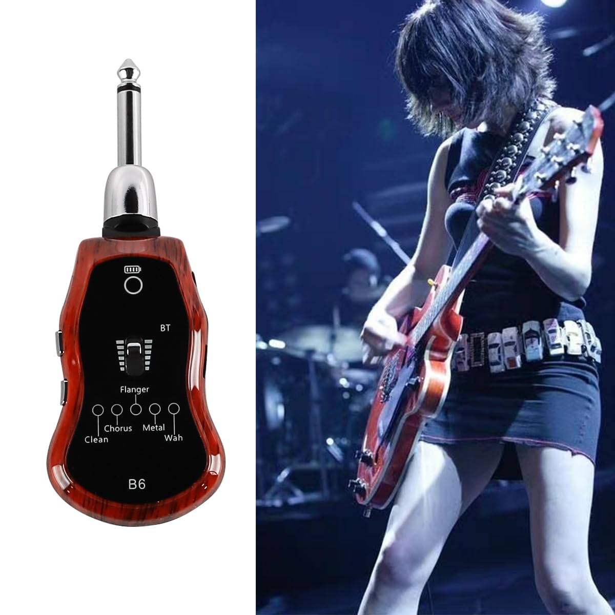 Alnicov Mini Amplificatore per Chitarra con Jack per Cuffie, Ricevitore Bluetooth Tascabile Ricaricabile, Effetto Chorus Pulito, Sistema Audio Compatto per esercitazioni ed esibizioni