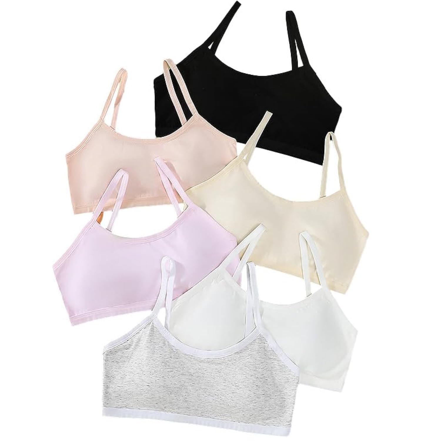 Big Girls' Adjustable Training Bra Cotton Bras Wireless Light Padded 10-16 Years