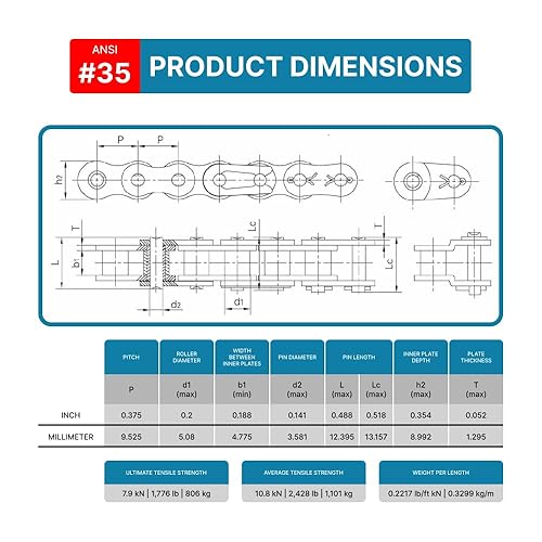 Miniatura 3 de Enlaces de conexión de cadena de rodillos #35 (paquete de 10)