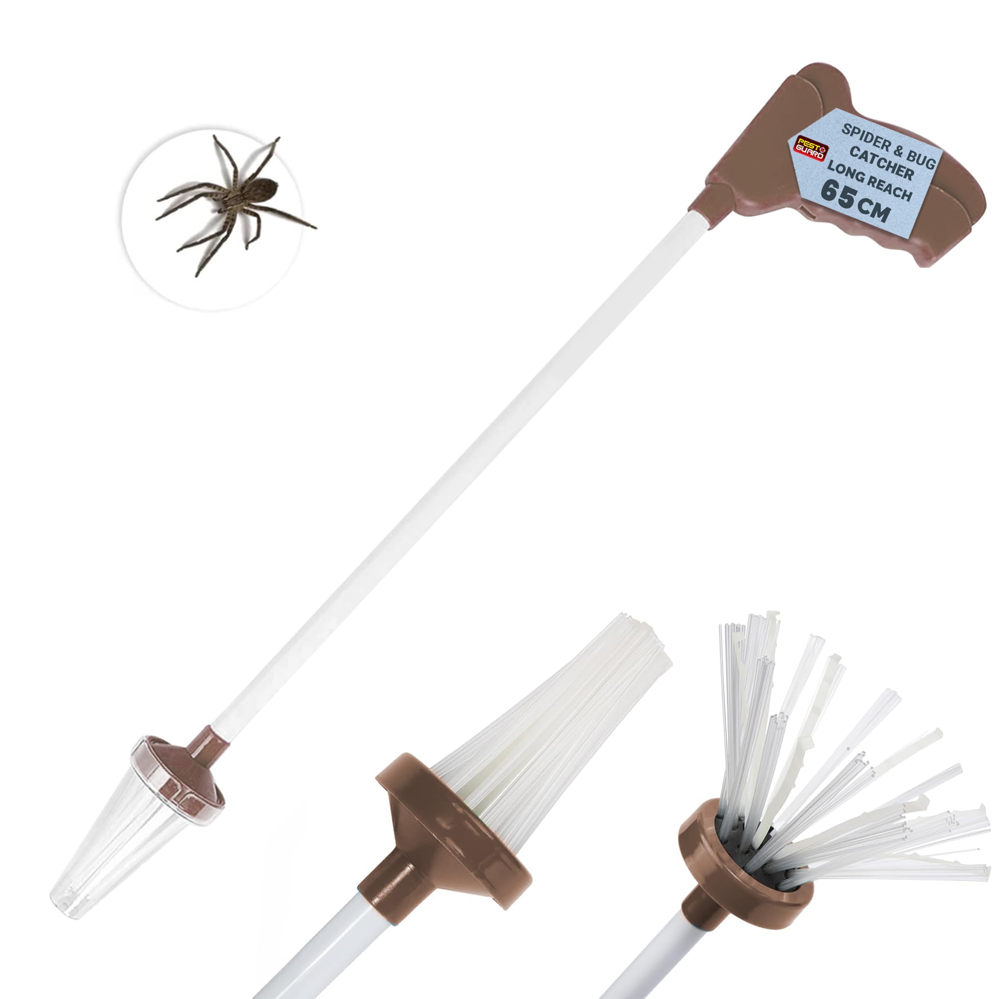 Pest Guard Spider Catcher Long Handle - Bed Bugs Traps Indoor & Outdoor with (65 cm) Long Handle & | Humane Spider & Insect Catcher Tool for Safe Bug Removal at Home, Office & Garden
