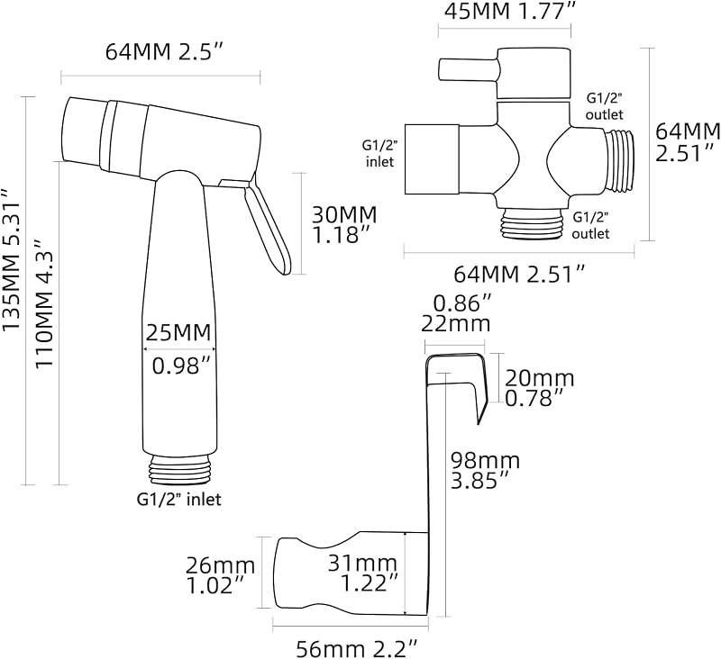 CIENCIA Bidet Kézi Zuhanyzó Rozsdamentes Acél WC Sprayer Shattaf Szett