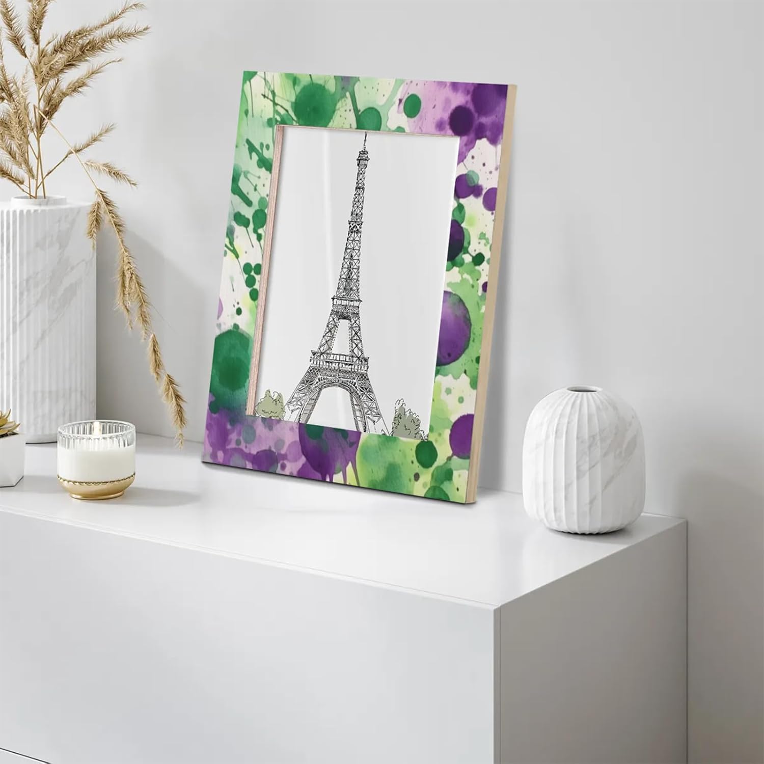 Purple Tie Dye Picture Frame 8x10, Tie Dye Texture 8x10Photo Frame Horizontal &Vertical Display 8 by 10Wooden Picture Frame for Desktop or Wall Decoration