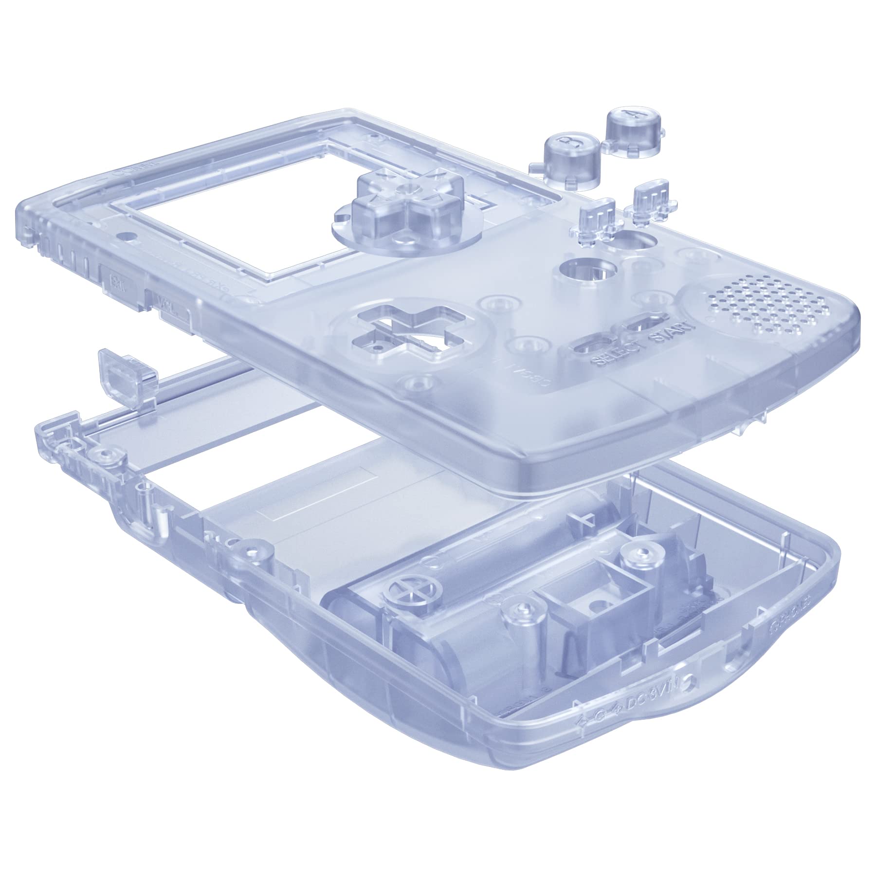 eXtremeRate Full Gehäuse&Tasten für Gameboy Color, DIY-Ersatz IPS Ready Upgraded Case Hülle für gbc OSD&Reguläres IPS&Standard-LCD(Clear Gletscher Blau&Weiß)-KEIN Konsole&Bildschirm